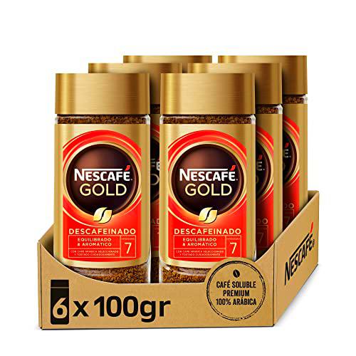 NESCAFÉ Gold Descafeinado Café Soluble Descafeinado 100% Arábica- 6 Frascos De 100G