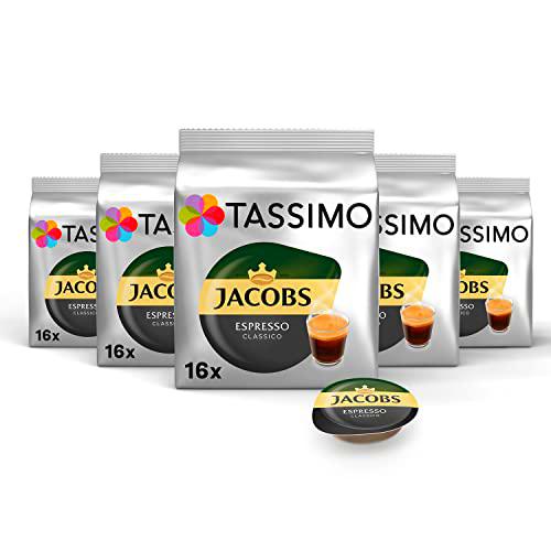 Tassimo Cápsulas de Café Jacobs Espresso, Café Molido de Tueste Natural