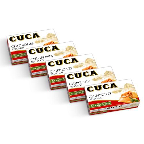 Chipirones Cuca rellenos en aceite de oliva, 1 pack de 5 latas de 115gr