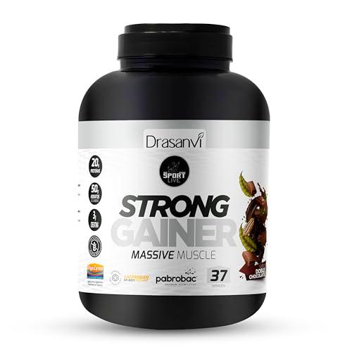 Drasanvi Weight Gainer | Aumento de Masa Muscular | Ganancia de peso y Fuerza | Fuente de Energía | Proteina Whey+Creatina+Harina Avena+Enzimas Digestivas + Probióticos |3 Kg| Doble Chocolate