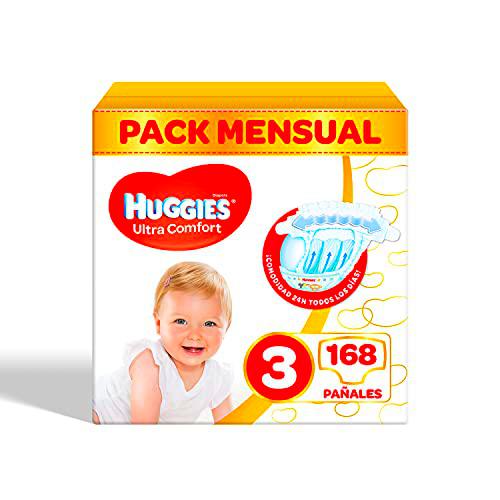 Huggies 168 pañales ultra cómodos para bebés tamaño 3 (4-9 kg)