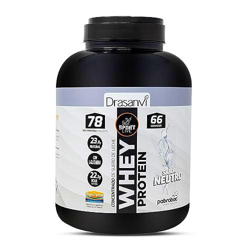 SPORT LIVE Concentrado de proteinas de suero de leche sabor NEUTRO | Whey Protein en polvo con L-Glutamina y L-Leucina | Ayuda a aumentar tu masa muscular | Mejora tus batidos |2 KG