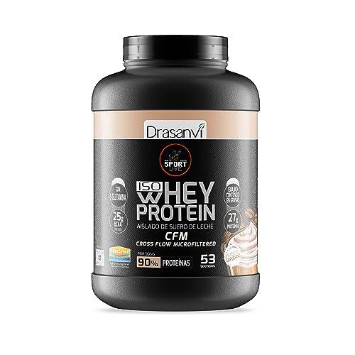 SPORT LIVE Whey protein isolate | Aislado de proteína en polvo | Proteinas whey isolada de suero de leche | Proteinas que ayudan a aumentar tu masa muscular |Capuchino | 1,6 KG |Drasanvi