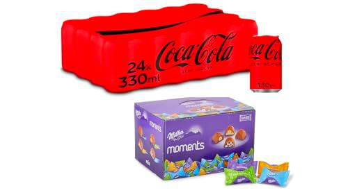 Coca-Cola Zero Azúcar, Pack de 24 latas de 330ml + Milka Moments Surtido de Bombones Individuales