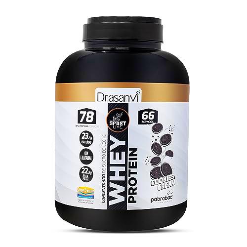 SPORT LIVE Concentrado de proteinas de suero de leche | Whey Protein en polvo con L-Glutamina y L-Leucina | Ayuda a aumentar tu masa muscular | Mejora tus batidos |Cookies&amp;Cream | 2 KG