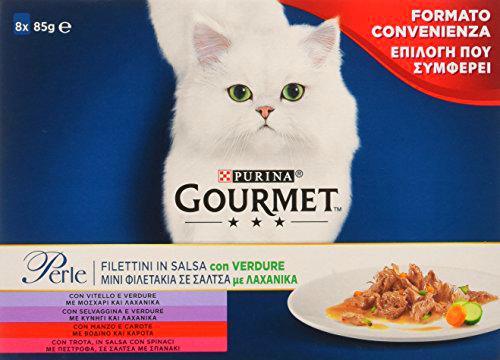 Purina Gourmet Perle Húmedo Gato Filetti en Salsa con Verduras con Ternera