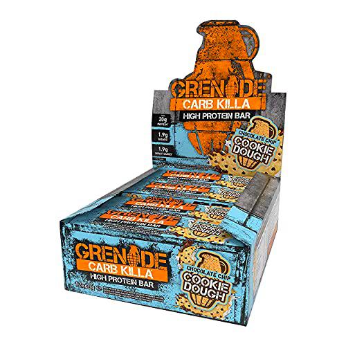 Grenade High Protein and Low Carb Barra Sabor - Chocolate Chip Cookie Dough, 12 x 60 g