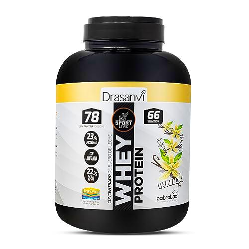 SPORT LIVE Concentrado de proteinas de suero de leche | Whey Protein en polvo con L-Glutamina y L-Leucina | Ayuda a aumentar tu masa muscular | Mejora tus batidos |Vainilla | 2 KG