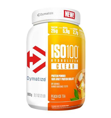 Dymatize ISO 100 Hydrolyzed Clear Peach Ice Tea 900g Hidrolizado de proteína de suero transparente + aislado en polvo