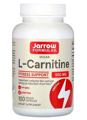 Jarrow Formulas L-Carnitina, 500mg - 100 Cápsulas, Suplemento para Energía y Recuperación Muscular