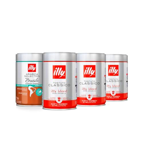 Café Molido Illy 100% Arábica para Cafetera Moka, Latas de 250 g