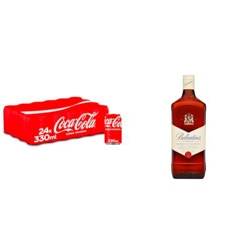 Coca-Cola Sabor Original - Refresco de cola - Pack de 24 latas 330 ml + Ballantine's Finest Whisky Escocés de Mezcla, 2L