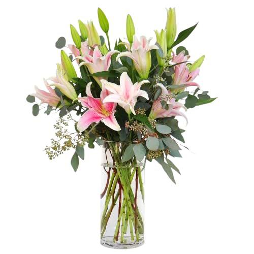 DECOALIVE - Ramo de Liliums Natural con Flores Resistentes y Duraderas