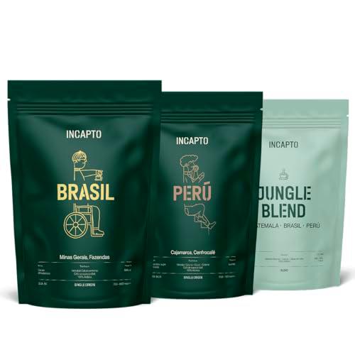 Incapto Pack de Cafés especial Café con Leche | Café en Grano Natural de Especialidad | Cafés de Brasil