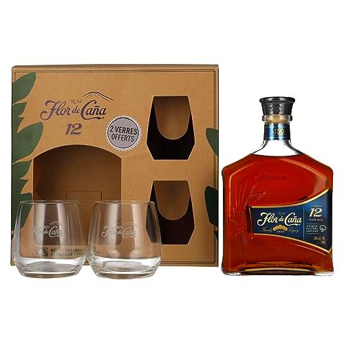 Flor de Caña Centenario 12 Years Old Rum 40% Vol. 0,7l in Giftbox with 2 glasses