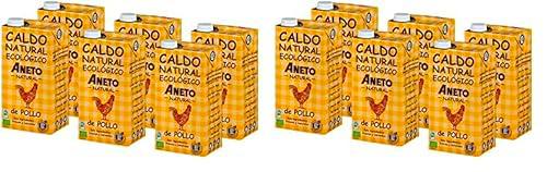 Aneto 100% Natural - Caldo de Pollo Ecológico - caja de 6 unidades de 1L (Paquete de 2)