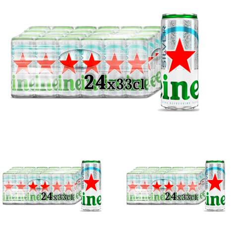 Heineken Silver Cerveza Lager Pack Lata, 24 x 33cl (Paquete de 3)