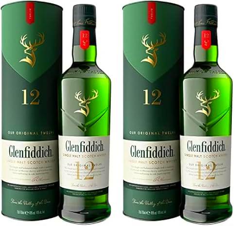 Glenfiddich 12 años Whisky escocés de malta, 70cl (Paquete de 2)