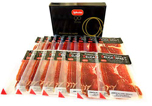 DELICATAPAS -Jamón de Cebo Ibérico 50% Raza Ibérica Loncheado 600g (15 Unidades de 40g)