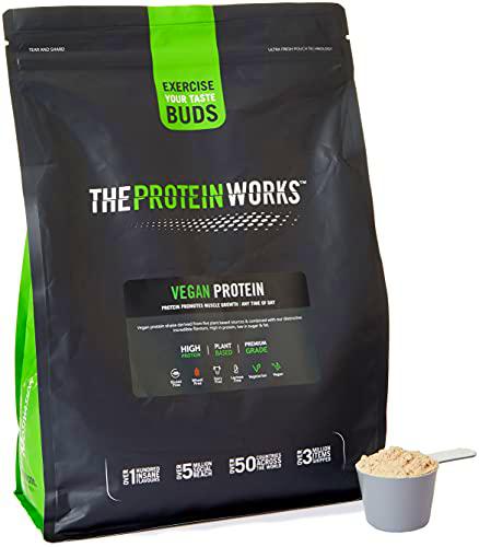 THE PROTEIN WORKS Proteína Vegana | Chocolate Y Caramelo | 100% A Base De Plantas | Sin Gluten | Ecológico | Bajo En Grasas