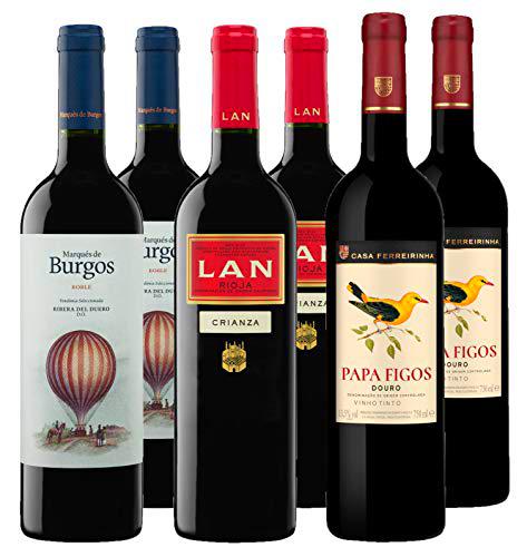 Pack Vino Tinto Rioja, Ribera del Duero y Douro - 6 botellas de 750 ml