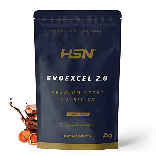 Whey Protein Isolate + Concentrate de HSN Evoexcel 2.0 | Sabor Chocolate Avellana 2 Kg = 67 Tomas por Envase | Batido Proteínas Suero de Leche con DigeZyme® LactoSpore® y Calostro