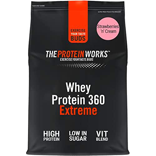 Batido de Proteína Whey 360 Extreme | Bolsa de 2,4Kg | Sabor fresas con nata | Proteína de suero