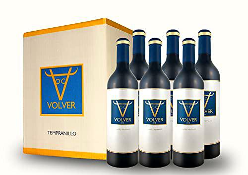 BODEGAS Y VIÑEDOS VOLVER | Vino Tinto Tempranillo | Pack de 6 Botellas | Vino de la tierra de la Mancha | Variedad Uva Tempranillo | Cosecha de 2018 | (6 Botellas x 750 ml) |