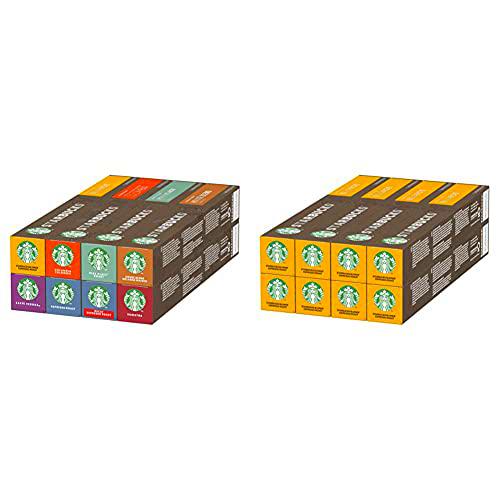 STARBUCKS Variety Pack de Nespresso Cápsulas de Café 8 x Tubo de 10 Unidades + Blonde Espresso Roast de Nespresso Cápsulas de Café de Tostado Suave 8 x Tubo de 10 Unidades