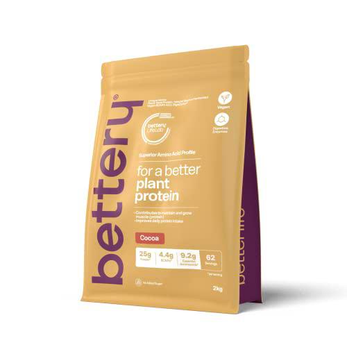 Bettery For a Better Plant Protein (2 kg) - Proteína vegana en polvo para conservar y aumentar la masa muscular con aminoácidos y BCAAs