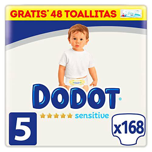 Dodot Pañales Bebé Sensitive Talla 5 (11-16 kg), 168 Pañales