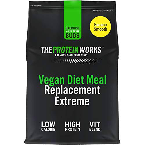 Sustitutivo de Comida Dietético Vegano Extreme | Batido bajo en calorías para perder peso | Vitaminas &amp; minerales esenciales | THE PROTEIN WORKS | Plátano Suave | 2kg