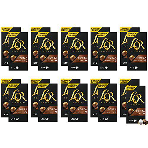 L'Or Espresso Café Forza Intensidad 9 - 200 cápsulas de aluminio compatibles con máquinas Nespresso (R)* (20 Paquetes de 10 cápsulas)