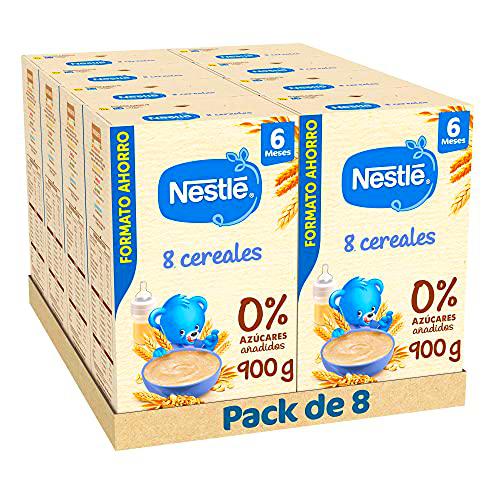 Nestlé Papilla 8 cereales - Alimento Para bebés - Paquete de 8x900 g