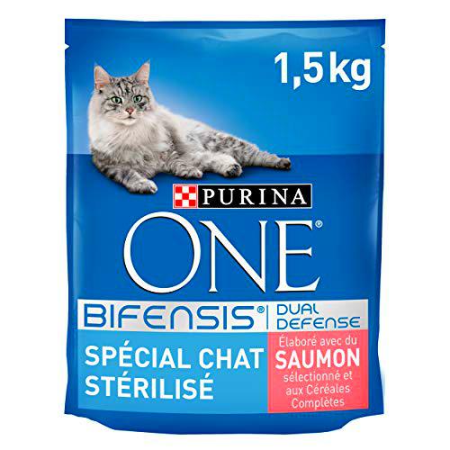 One 1571260031 - Menú Gato purina esterilizado Rico en salmón y Trigo, Pack de 6