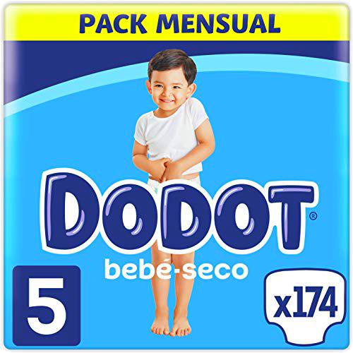 Dodot Pañales Bebé-Seco Talla 5 (11-16 kg), 174 Pañales con Protección Antifugas