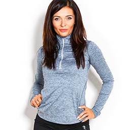 KEVIN LEVRONE Chaqueta de Running de Manga Larga con Media Cremallera para Mujer, Gris, L