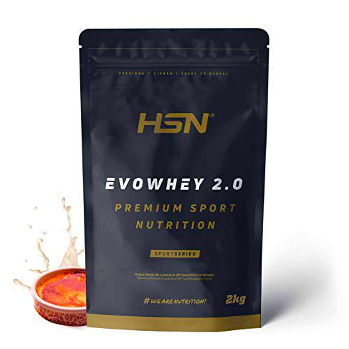 Concentrado de Proteína de Suero de HSN Evowhey Protein 2.0 | Sabor Crema Catalana 2 Kg = 67 Tomas por Envase | Batido Proteínas Whey para Ganar Masa Muscular | Rico en BCAAs y Glutamina