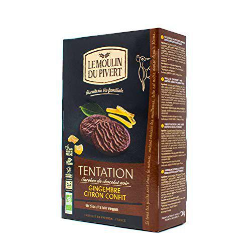 Galletas Tentación jengibre y limón bañadas en chocolate negro BIO