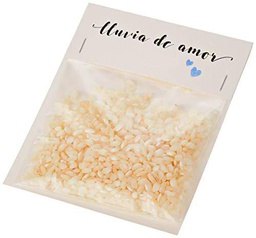 Mopec Arroz Lluvia de Amor 9x11cm.Pack de 24, Blanco