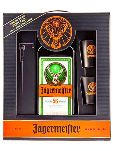 Jägermeister TRAVELLERS' EXCLUSIVE 35% - 1.750 ml in Giftbox with 2 Shotgläsern and Dosierpumpe