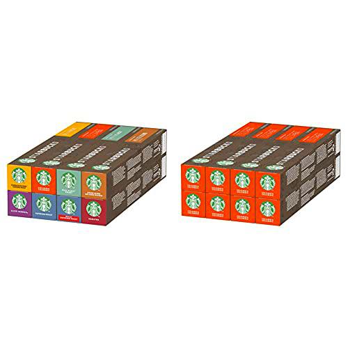 STARBUCKS Variety Pack de Nespresso Cápsulas de Café 8 x Tubo de 10 Unidades + Single Origin Colombia de Nespresso Cápsulas de Café de Tostado Medio 8 x Tubo de 10 Unidades