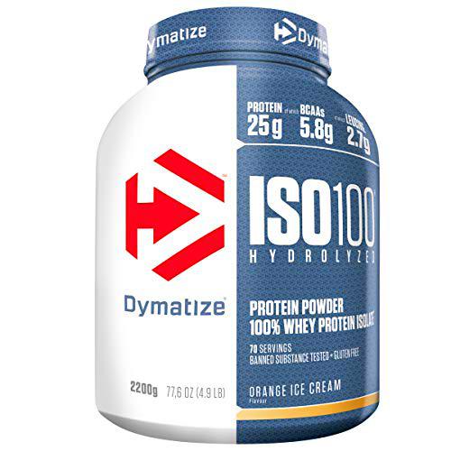 Dymatize ISO 100 Orange Ice Cream 2,2kg - Hidrolizado de Proteína de Suero Whey + Aislado en Polvo