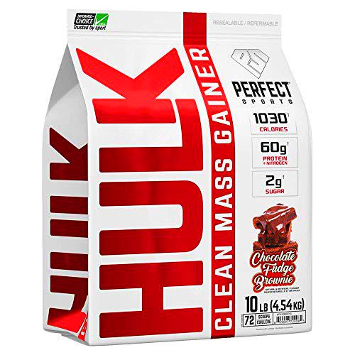 Perfect Sports Hulk Clean Mass Gainer Brownie De Dulce De Azúcar De Chocolate 10 Lb 4540 g