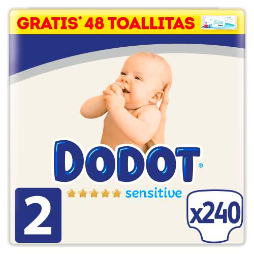 Dodot Pañales Bebé Sensitive Talla 2 (4-8 kg), 240 Pañales