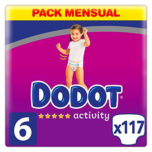 Dodot Pañales Bebé Activity Talla 6 (+13 kg), 117 Pañales con Ajuste Más Resistente