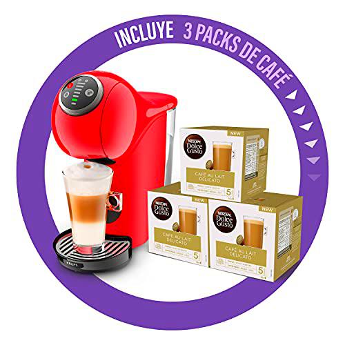 Krups Genio S Plus KP3405 cafetera roja automática + Nescafé DOLCE GUSTO CAFÉ CON LECHE DELICATO