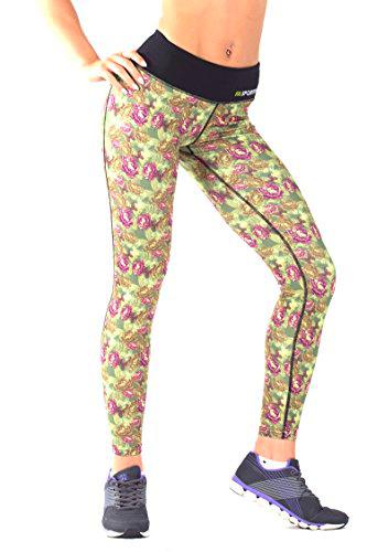 FA WEAR Leggins - Roses - Green - L