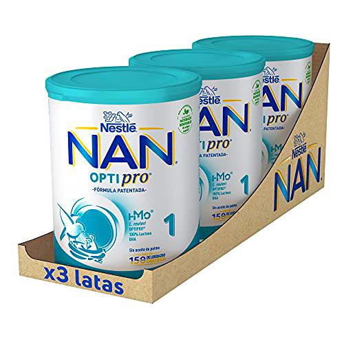 NAN - Optipro 1 Leche para lactantes en polvo, 3 latas x 800 g