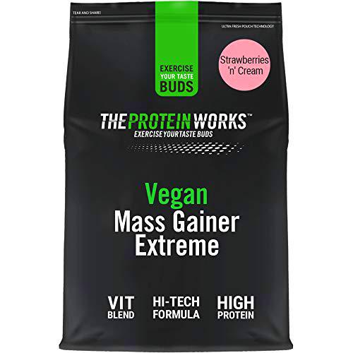 Mass Gainer Vegano Extreme | 100% a Base de Plantas | Alto en Calorías Para el Aumento de Masa | THE PROTEIN WORKS | Fresas Con Nata | 2kg